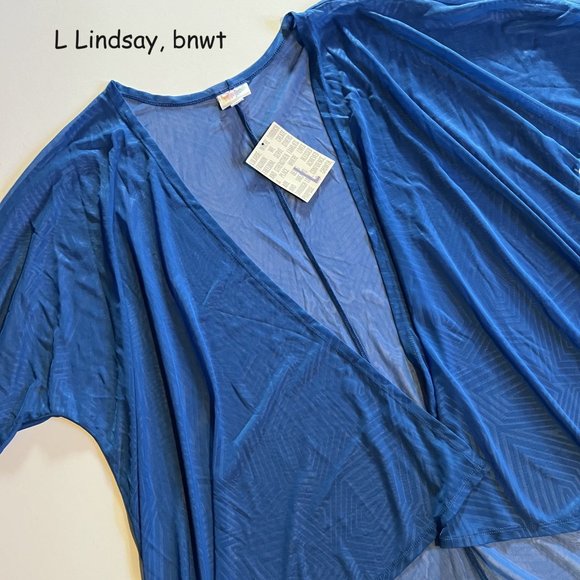 LuLaRoe Other - Large Lularoe Lindsay kimono cover up, blue textured sheer